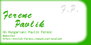 ferenc pavlik business card